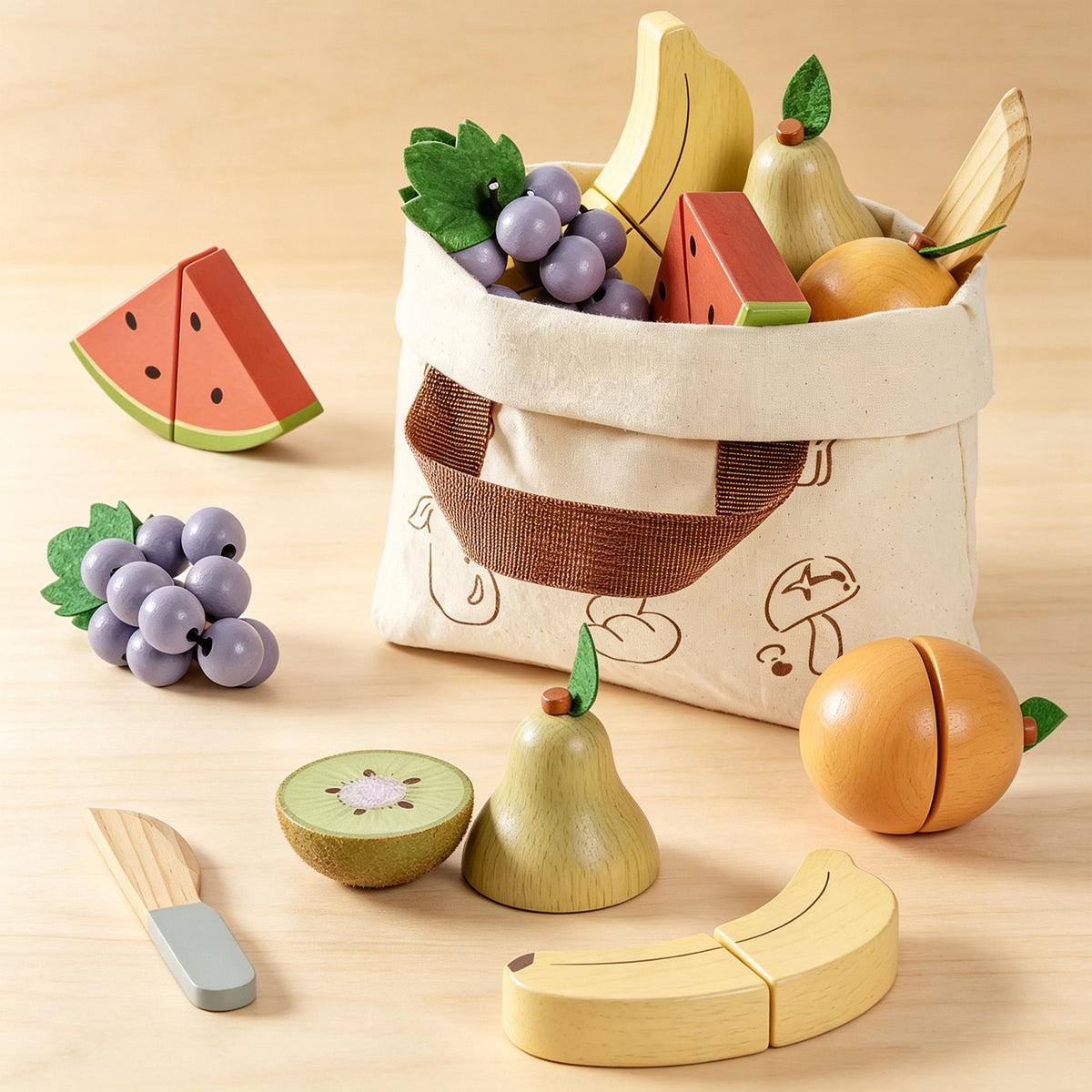 Jessruly® Wooden Play Food Set – Premium Fruit & Vegetable Toys for Play Kitchen