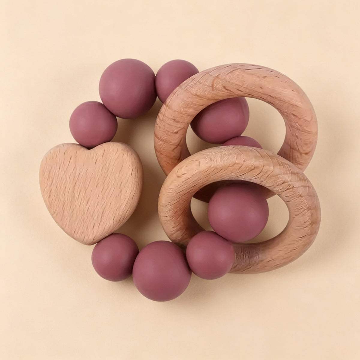 Jessruly® Beech Wood & Food-Grade Silicone Teether Set