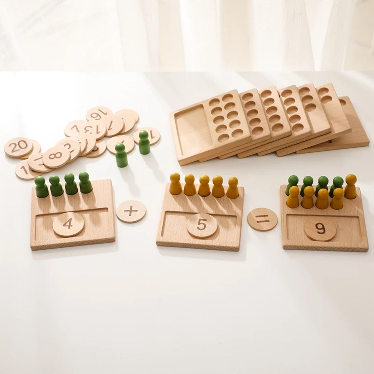 Jessruly® Montessori Math Peg Board Set – Wooden Counting Ruler & Educational Coin Matching Kit