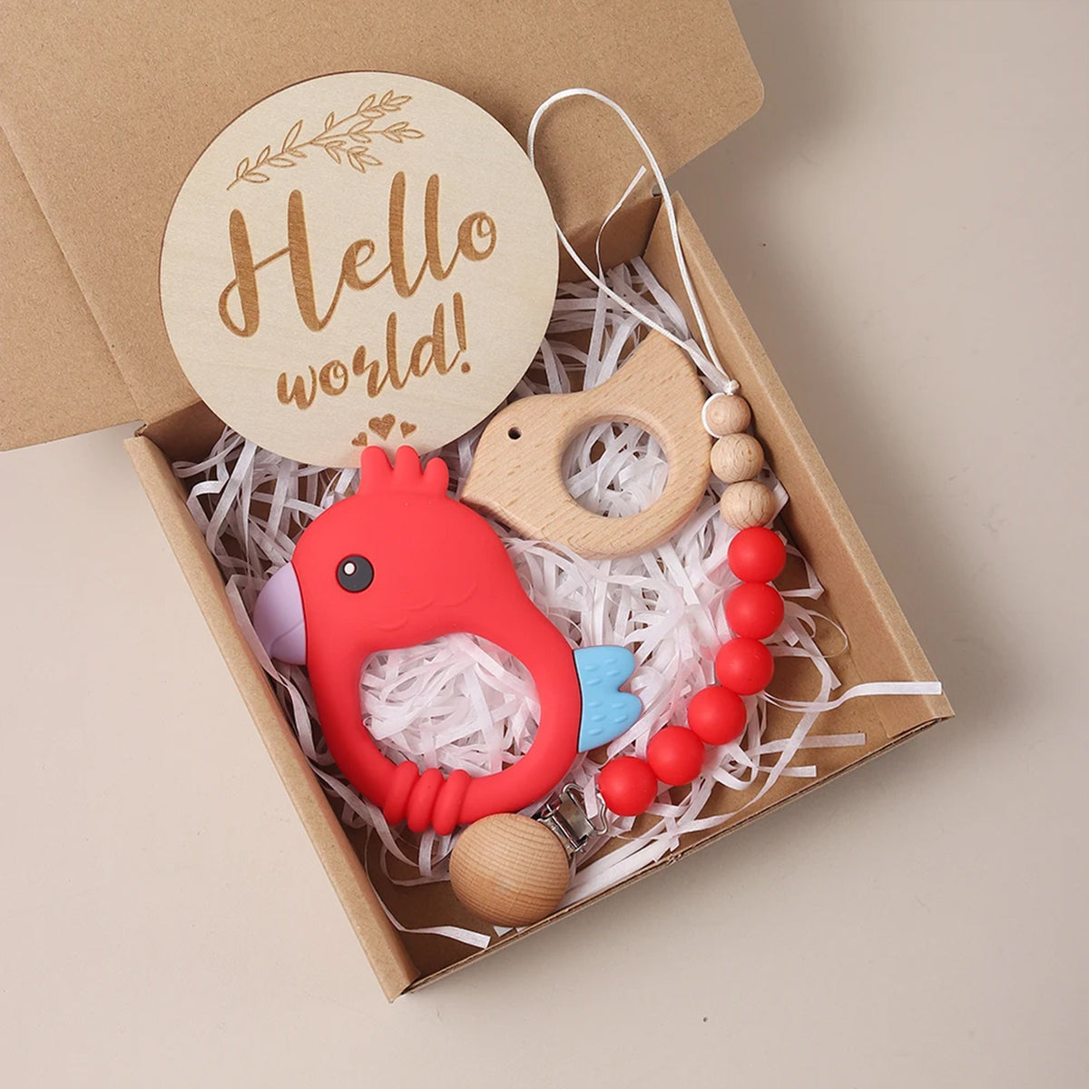 Jessruly® Newborn Gift Set – Bath Essentials & Wooden Bird Teether Charm