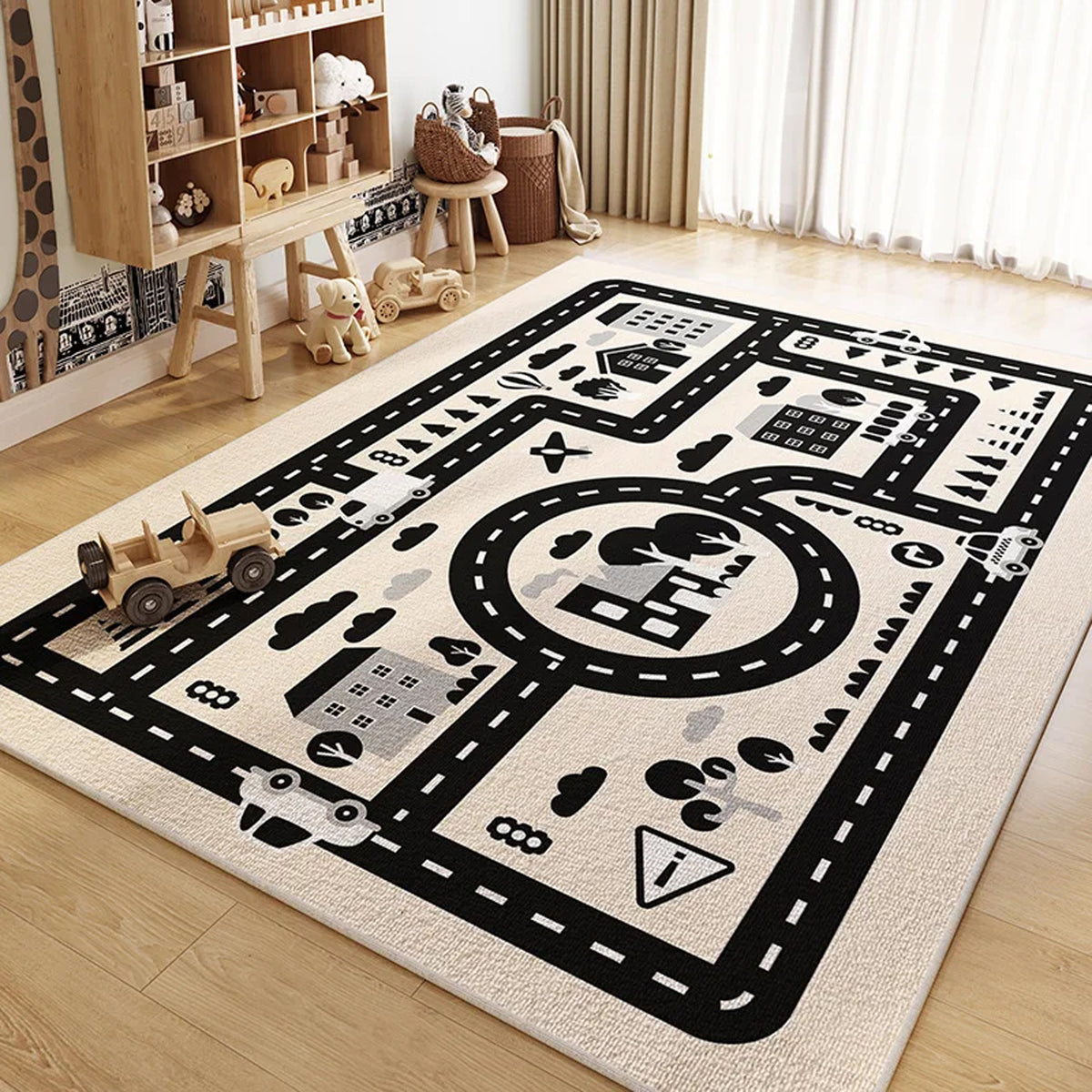Jessruly® Extra-Large Car Rug Play Mat – City Road, World Map & Magic Forest Design