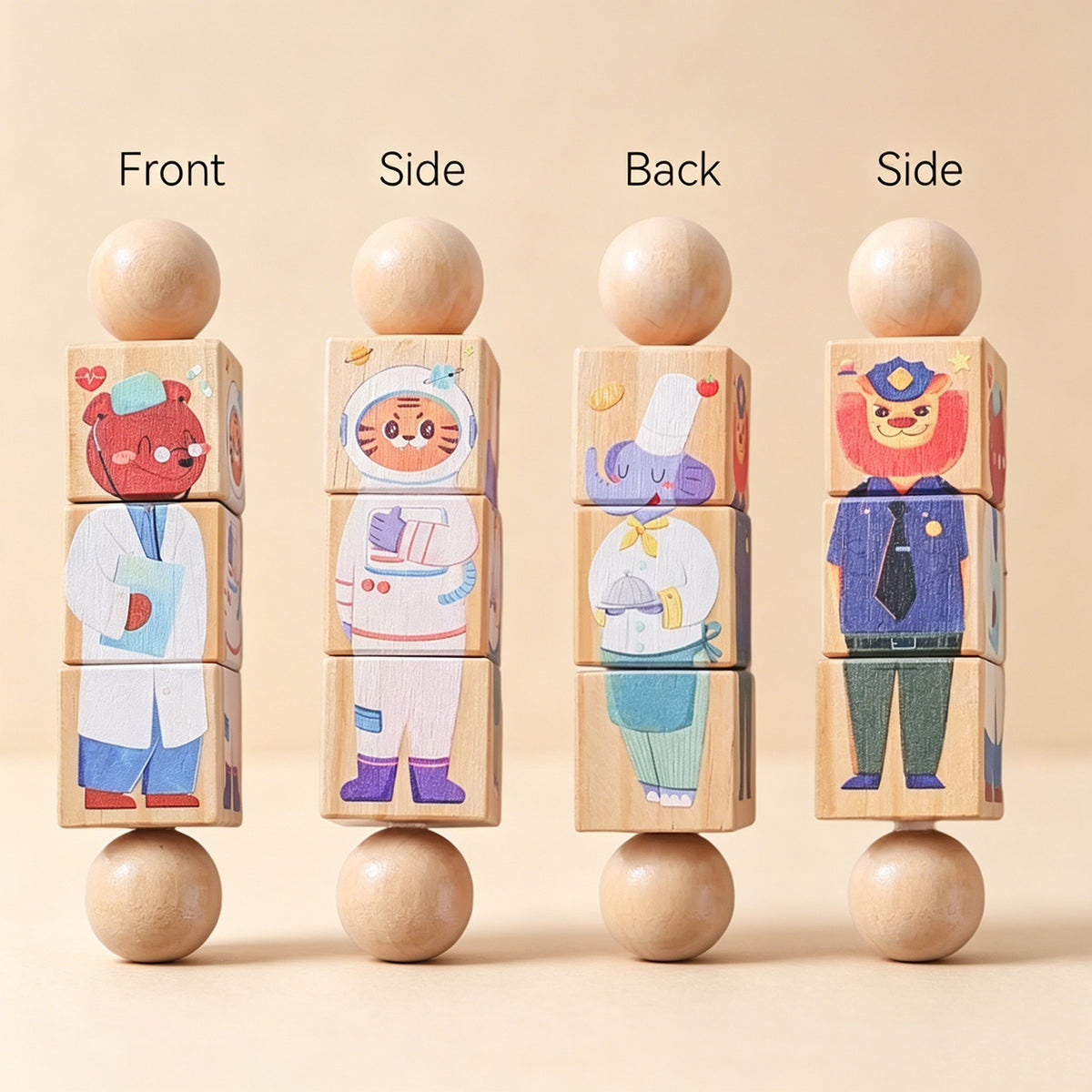 Jessruly® Wooden Animal Spinning Puzzle Set