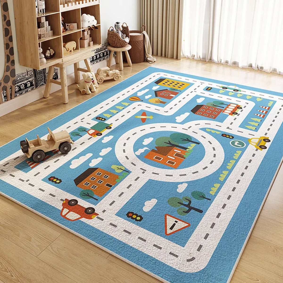 Jessruly® Extra-Large Car Rug Play Mat – City Road, World Map & Magic Forest Design