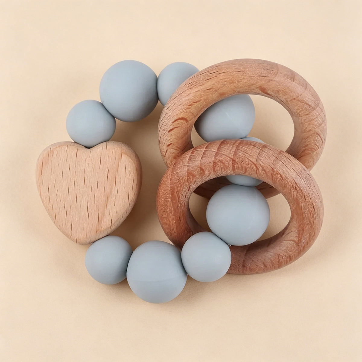 Jessruly® Beech Wood & Food-Grade Silicone Teether Set