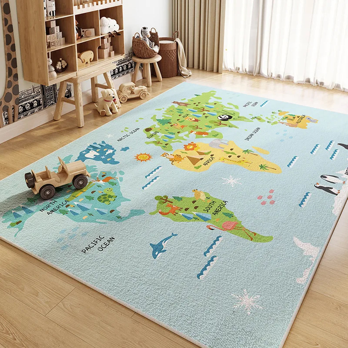 Jessruly® Extra-Large Car Rug Play Mat – City Road, World Map & Magic Forest Design