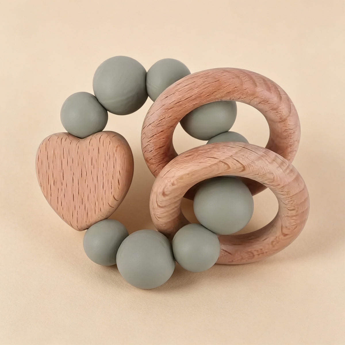 Jessruly® Beech Wood & Food-Grade Silicone Teether Set
