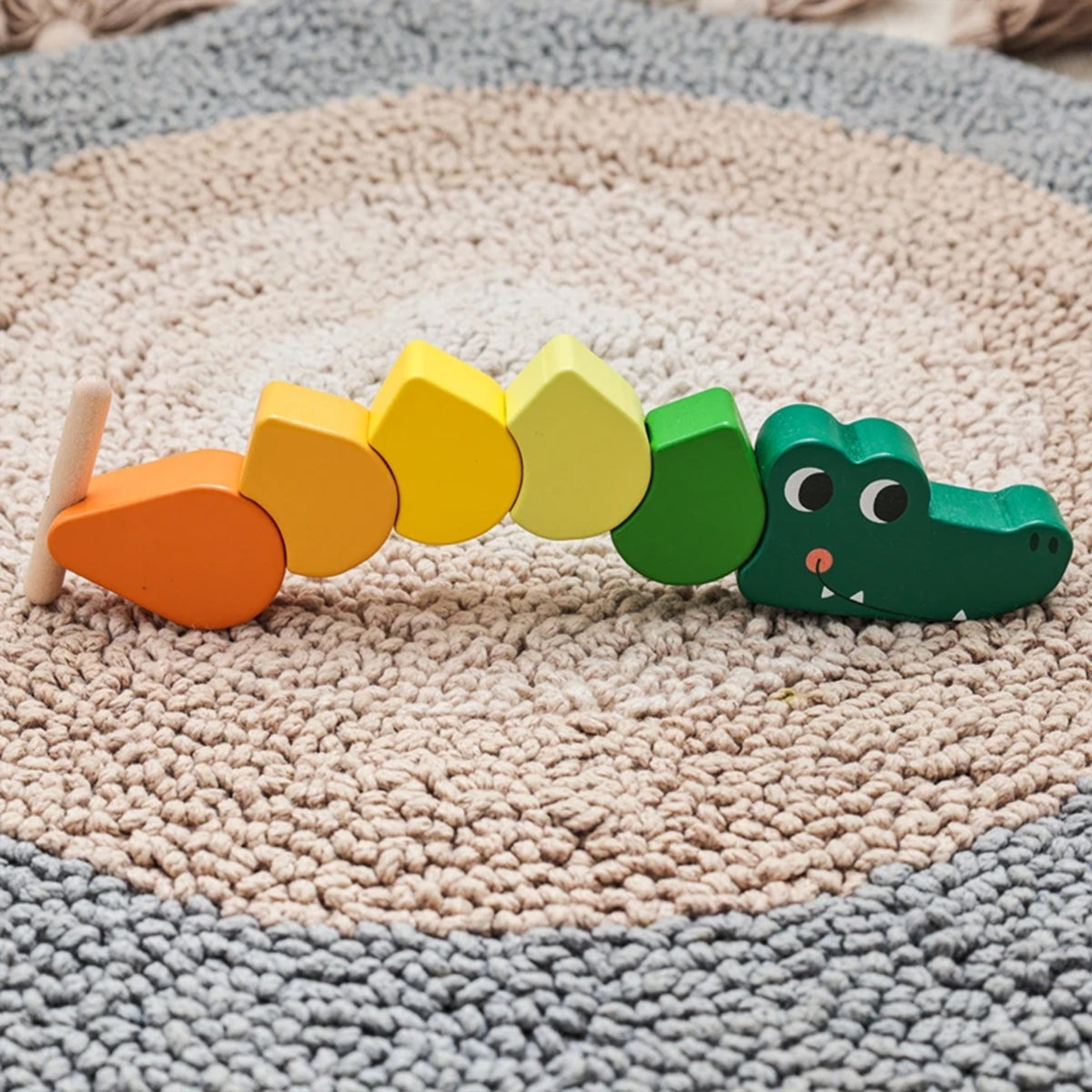 Jessruly® Hungry Caterpillar Wooden Toy – Lacing & Sensory Sorting Stacking Toy