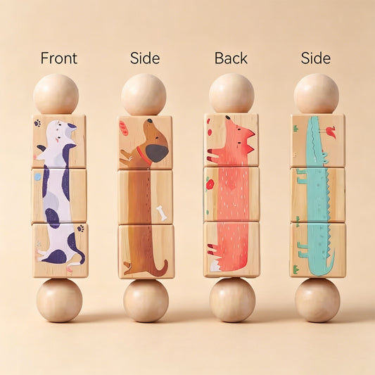Jessruly® Wooden Animal Spinning Puzzle Set