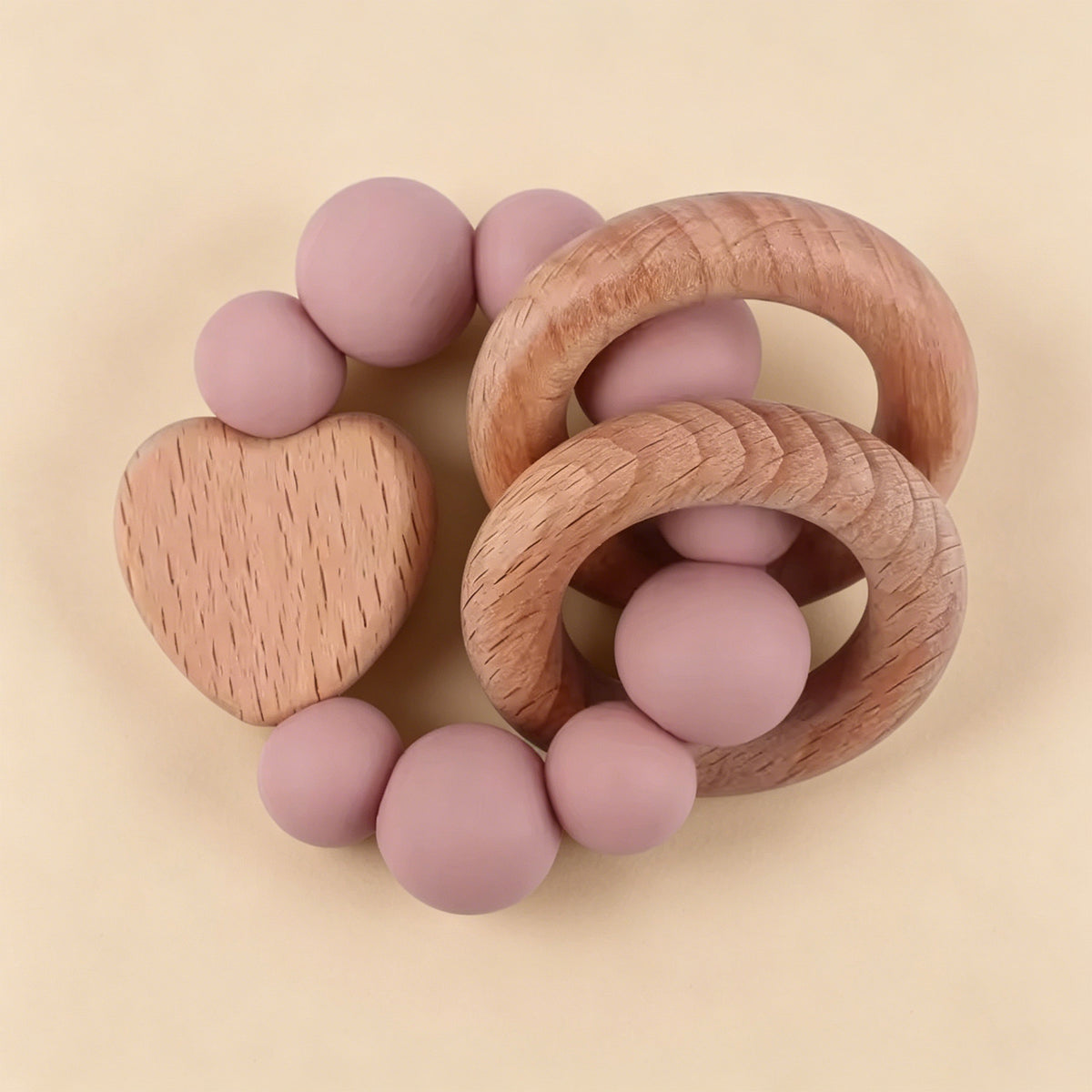 Jessruly® Beech Wood & Food-Grade Silicone Teether Set
