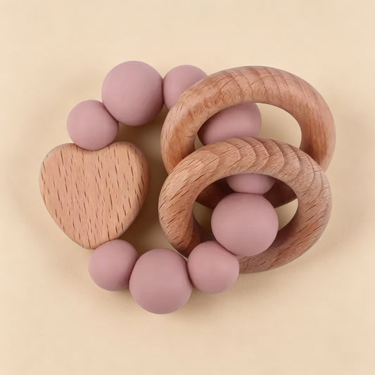 Jessruly® Beech Wood & Food-Grade Silicone Teether Set