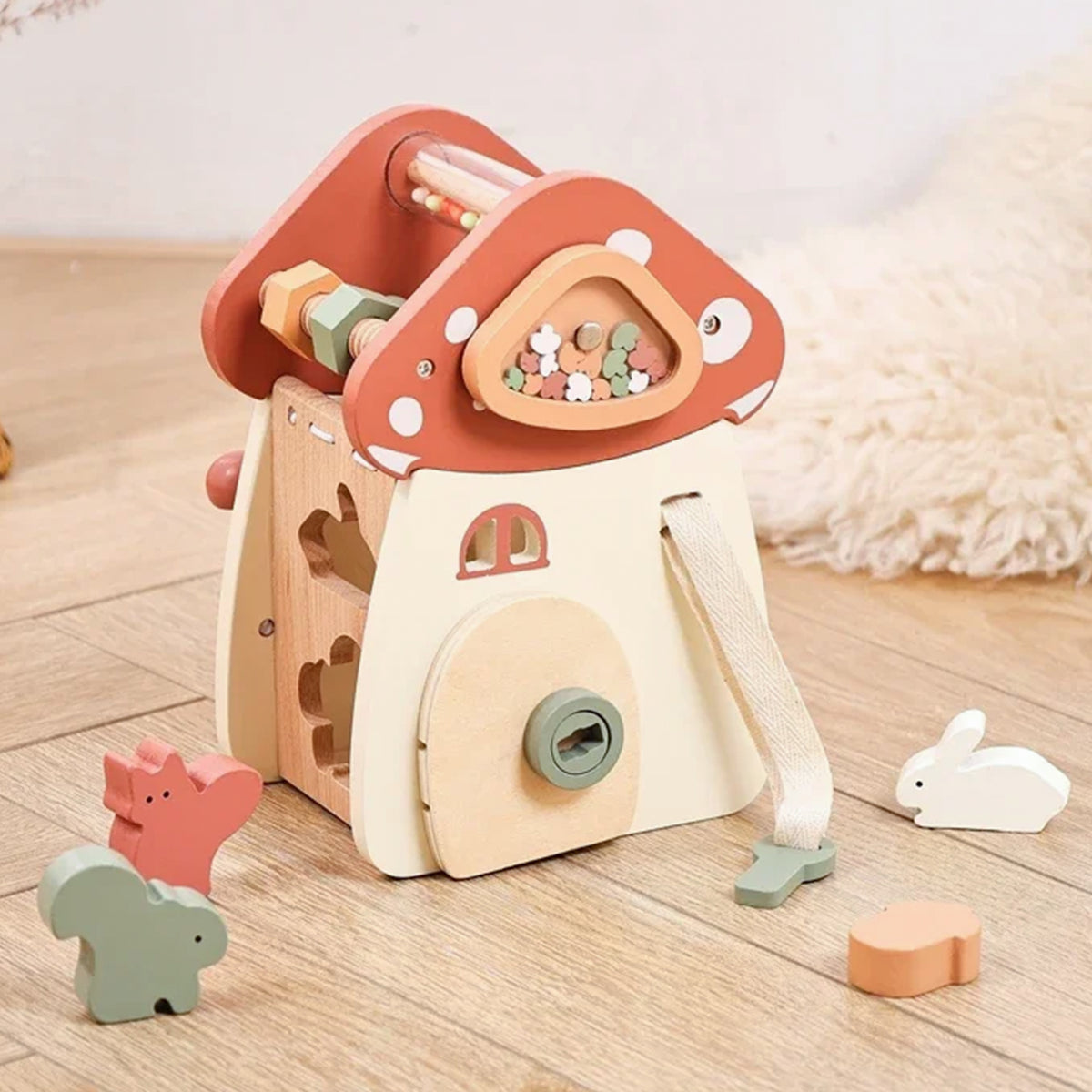 Jessruly® Wooden Activity Cube – Montessori Shape Sorter & Noah’s Ark Toy, Multi