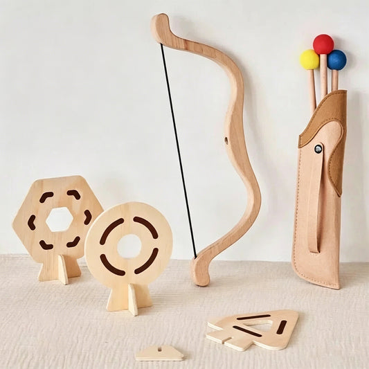 Jessruly® Kids Wooden Bow and Arrow Set – Safe Archery Toy with Blunt