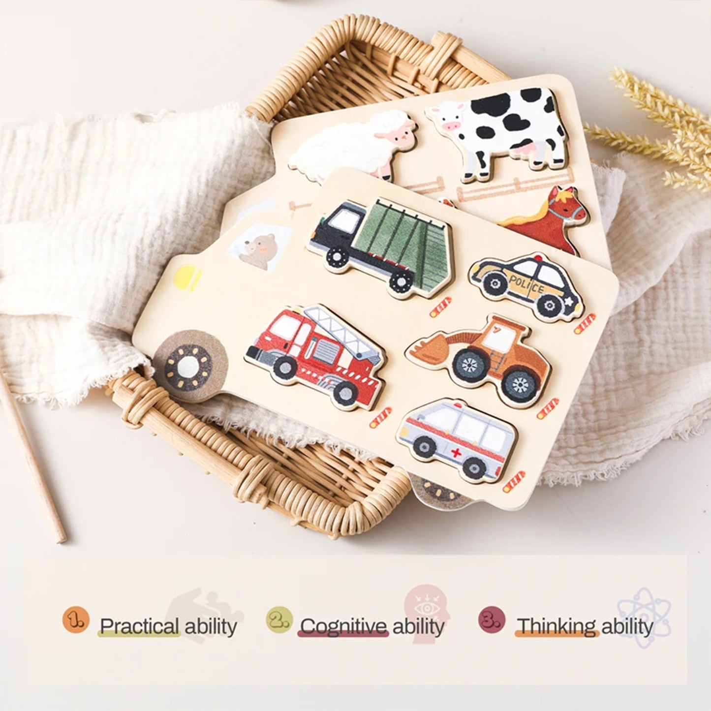 Jessruly® Wooden Vehicle Puzzle Set