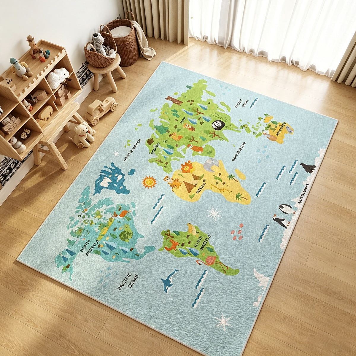 Jessruly® Extra-Large Car Rug Play Mat – City Road, World Map & Magic Forest Design