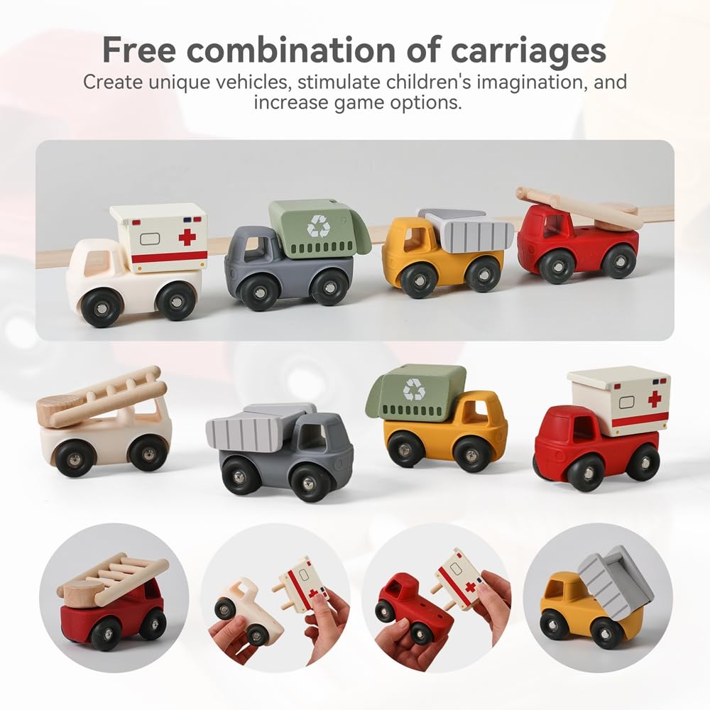 Jessruly® Wooden & Silicone Toy Cars Set