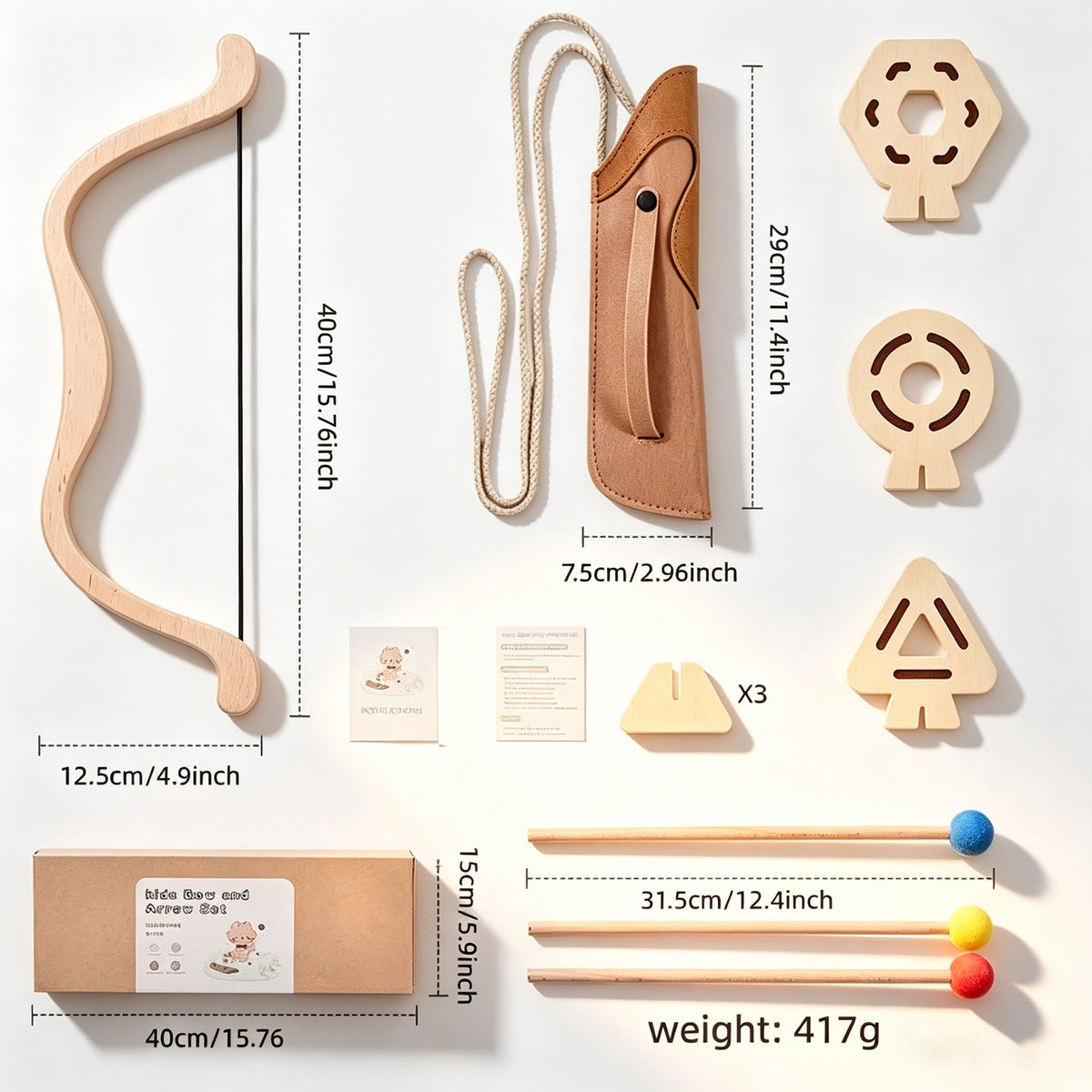 Jessruly® Kids Wooden Bow and Arrow Set – Safe Archery Toy with Blunt
