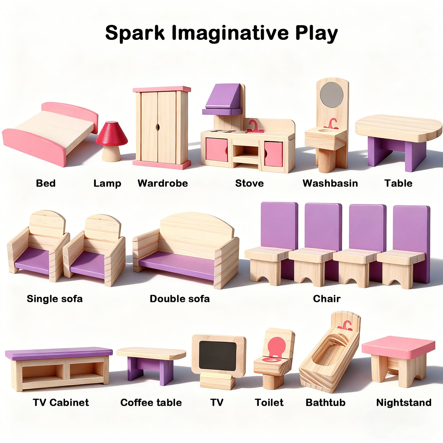 Jessruly® Wooden Colorful Dollhouse