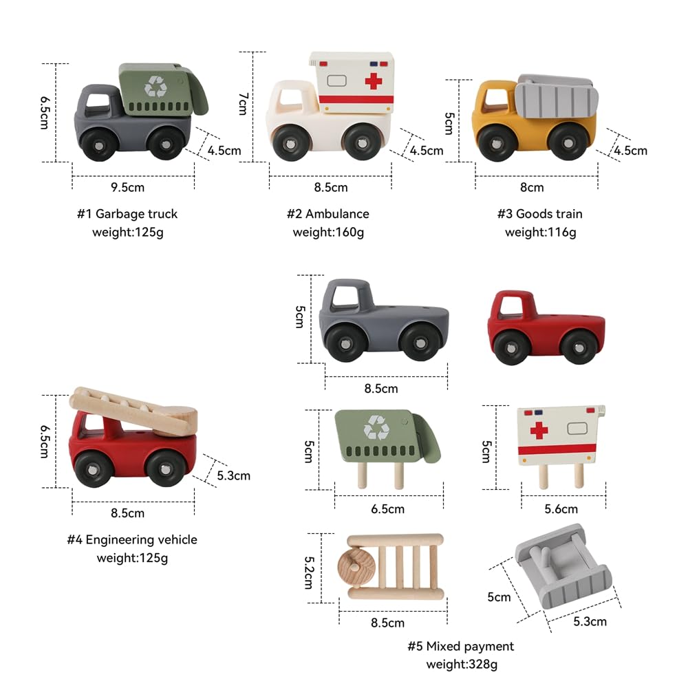 Jessruly® Wooden & Silicone Toy Cars Set