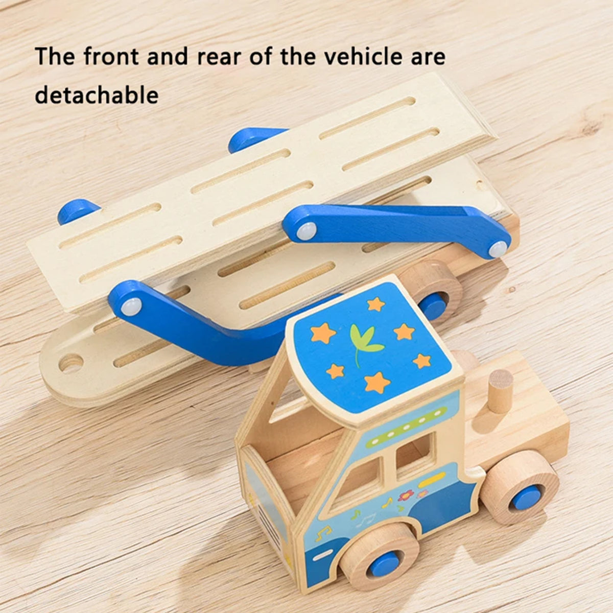 Jessruly® Wooden Car Carrier Set – Double-Decker Truck with Ramp