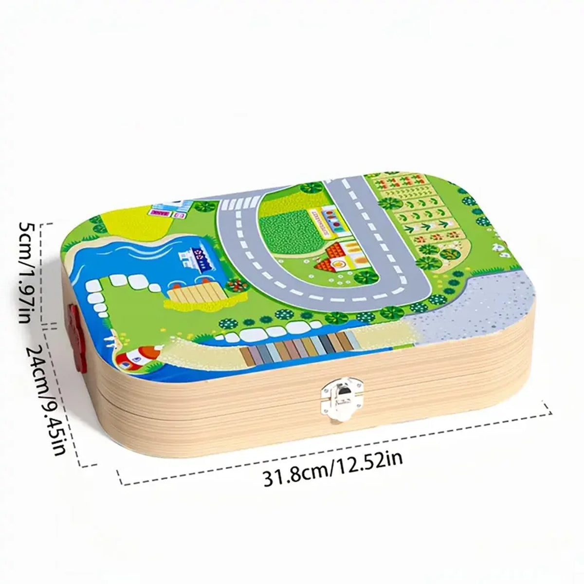 Jessruly® Wooden Building Blocks Set – City & Train Architecture Kit with Magnetic Storage Box
