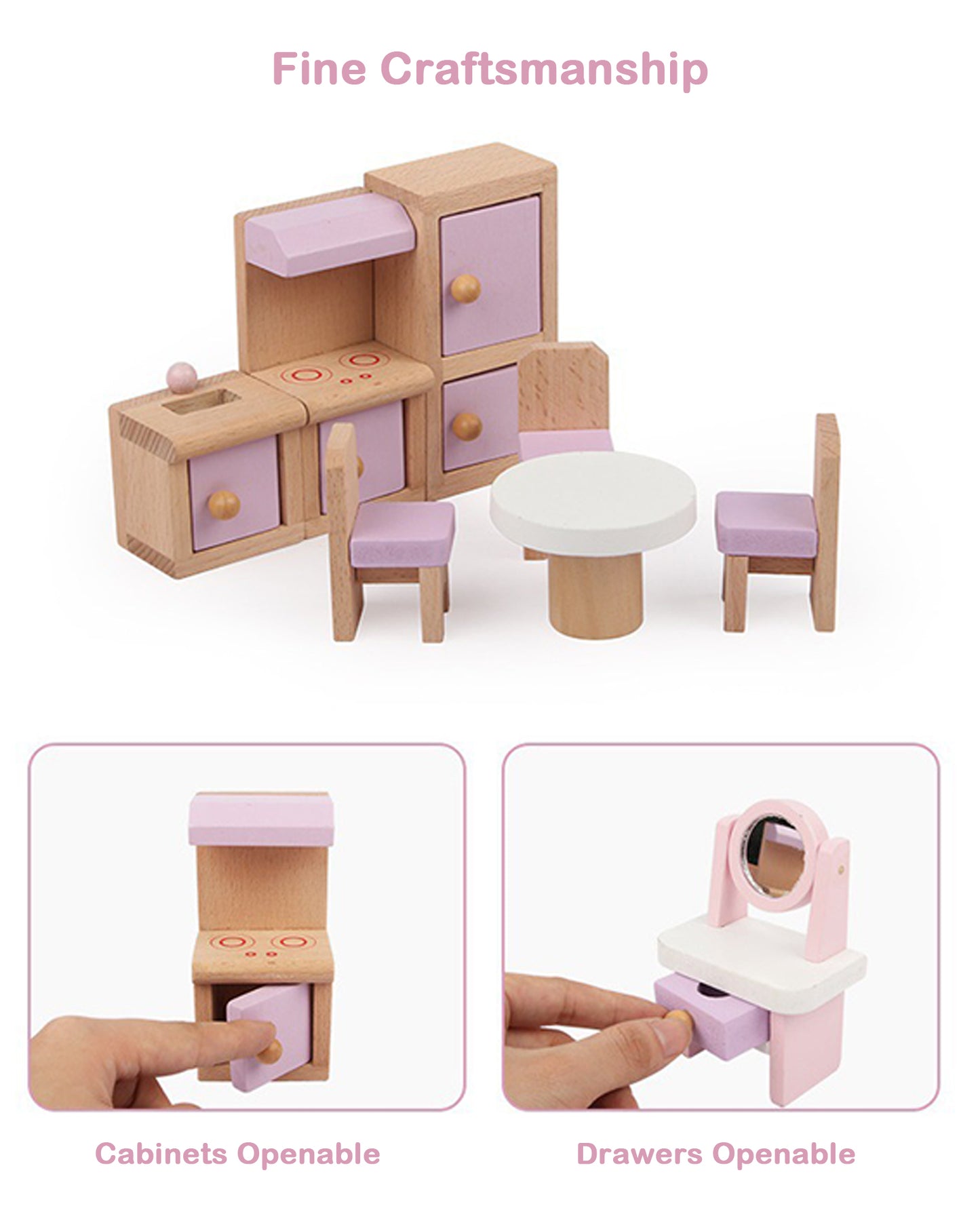 Jessruly® Wooden 3-Story Dollhouse