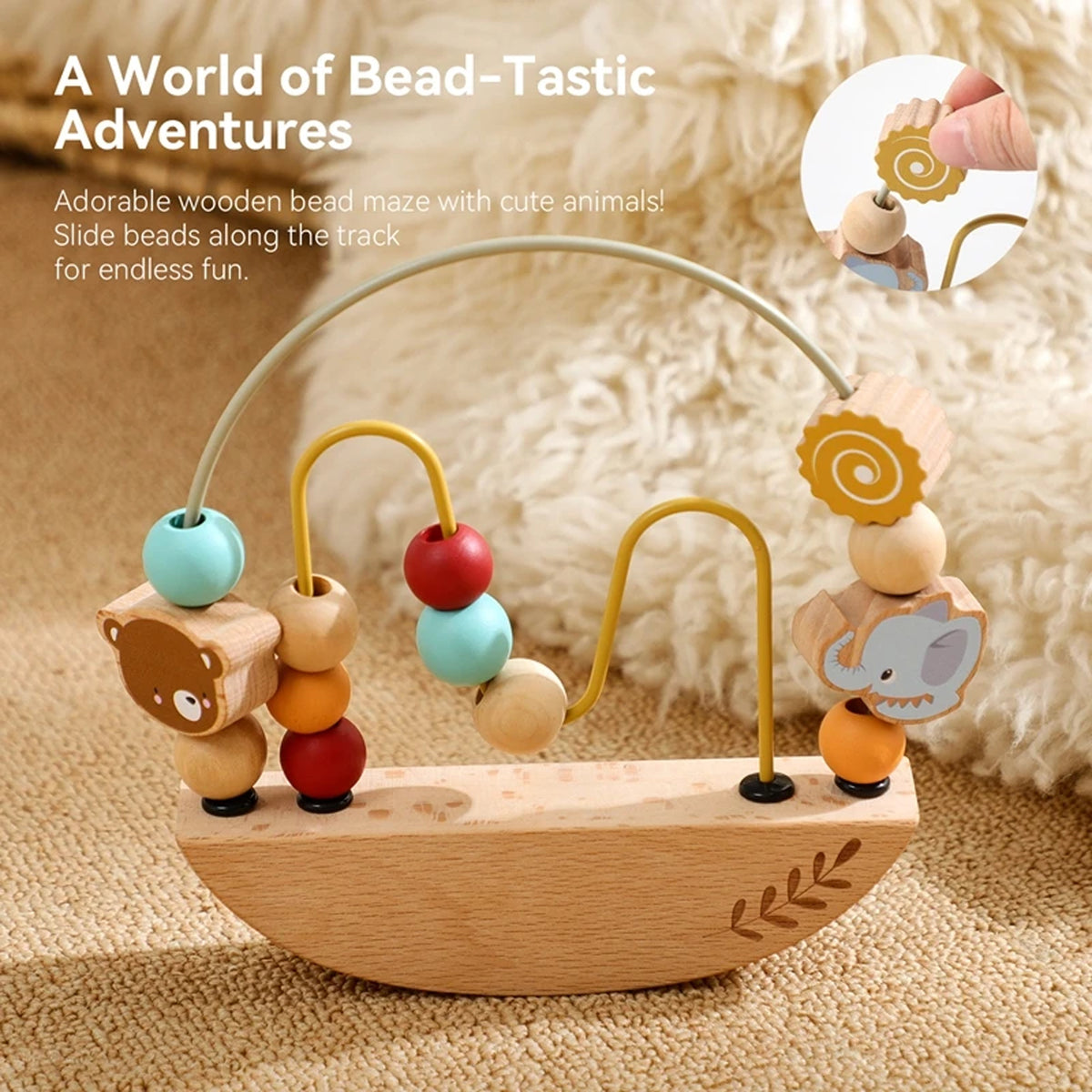 Jessruly® Wooden Cartoon Animal Beading Game