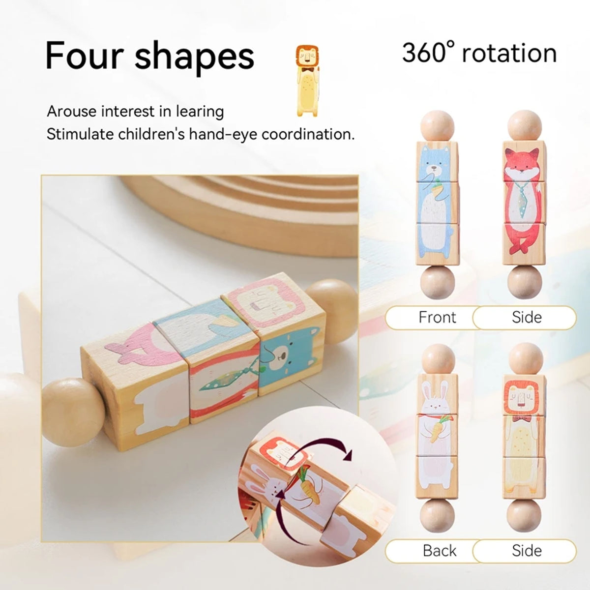 Jessruly® Wooden Animal Spinning Puzzle Set