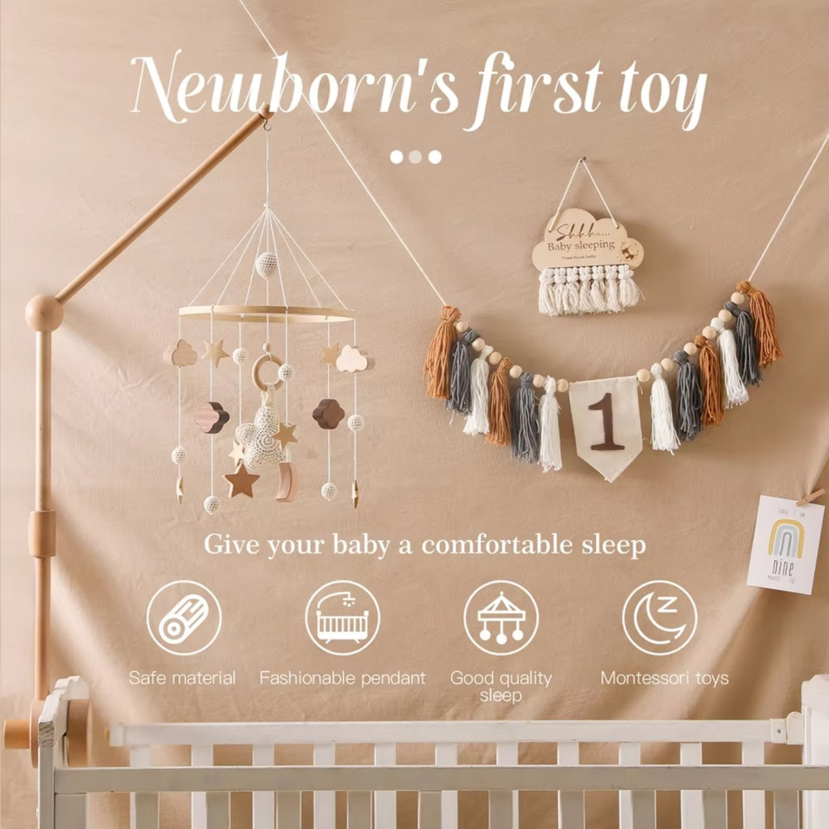 Jessruly® Wooden Bed Bell Crib Mobile