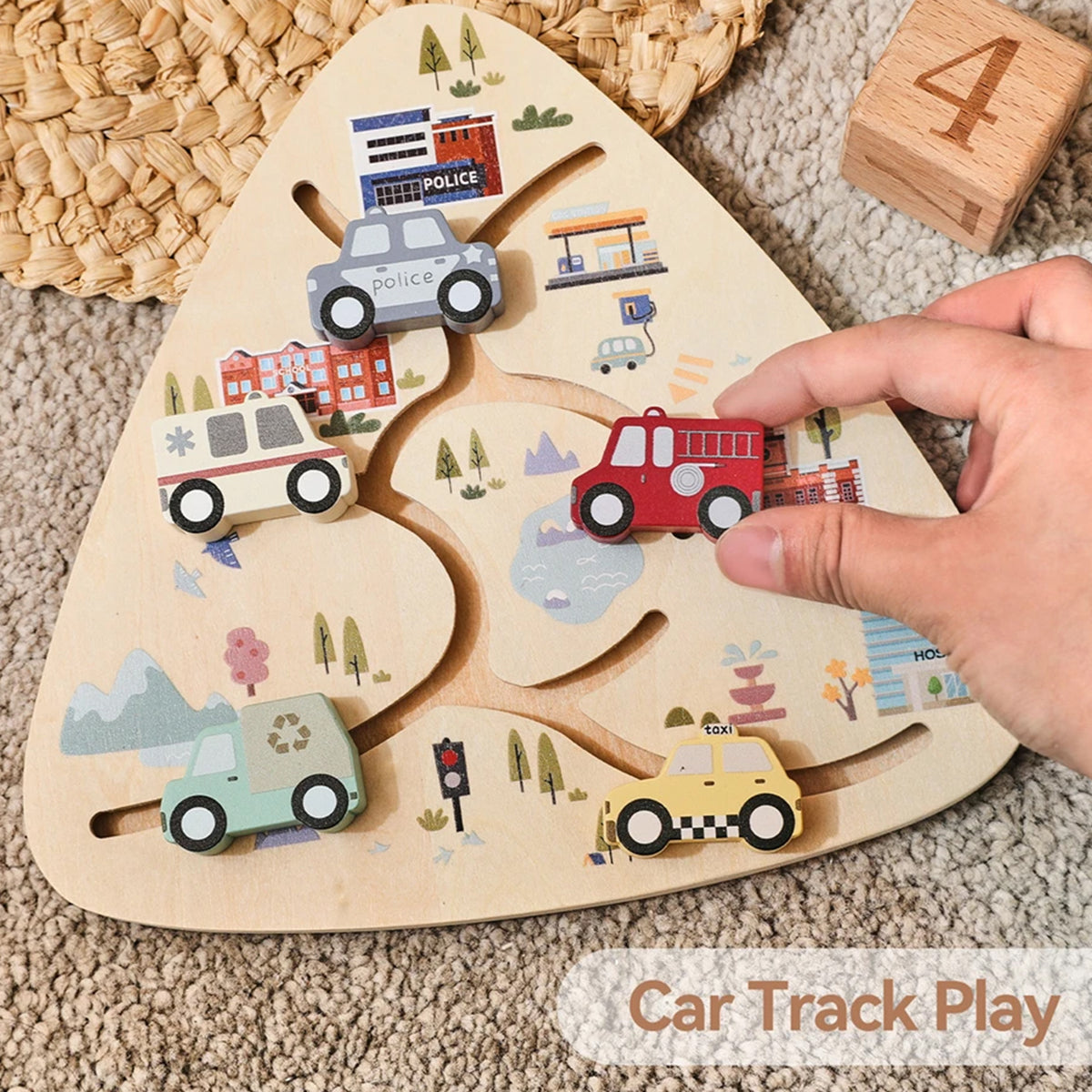 Jessruly® Wooden Car Puzzle Set – Montessori Puzzles with Wooden Trucks
