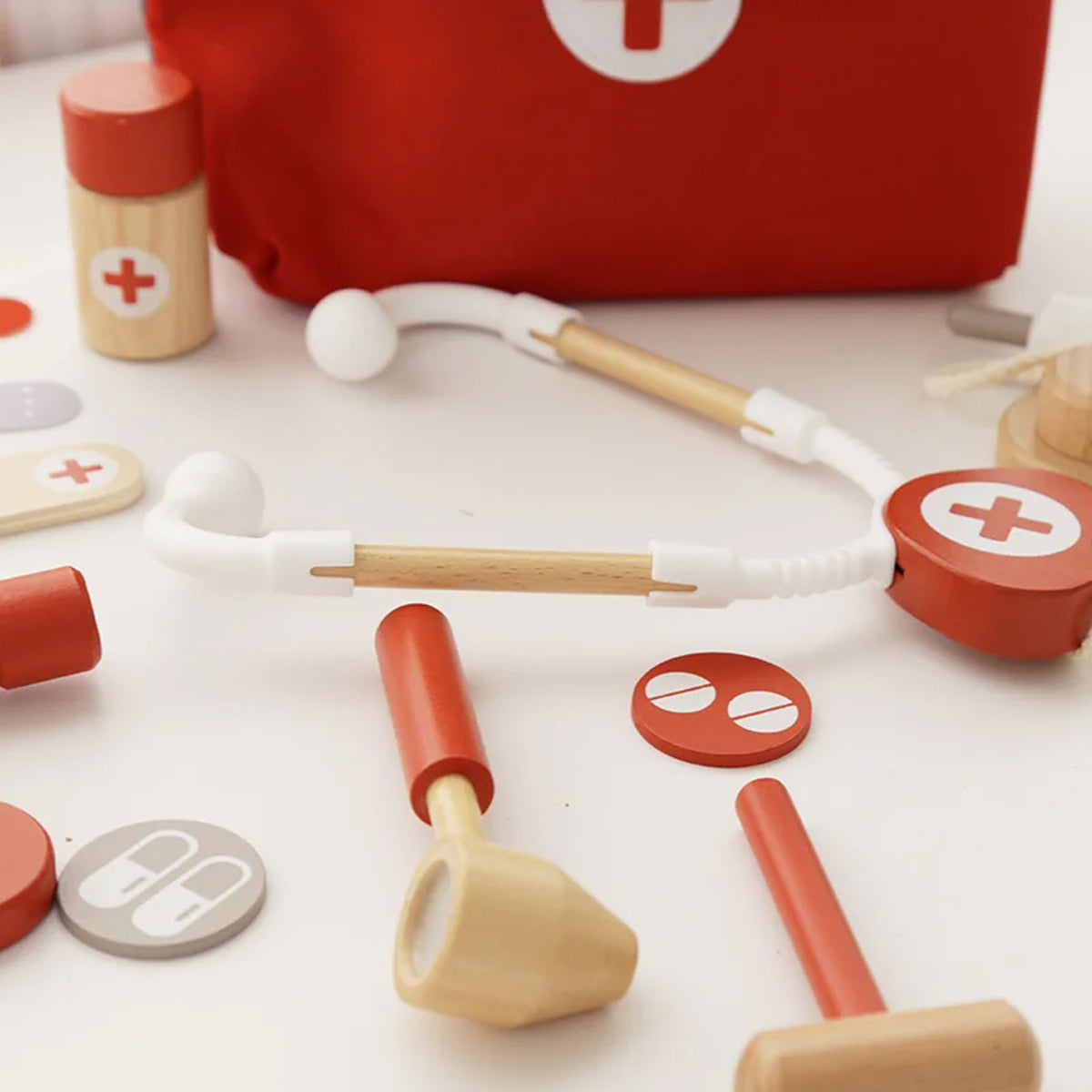 Jessruly® Wooden Pretend Play Red Doctor’s Kit