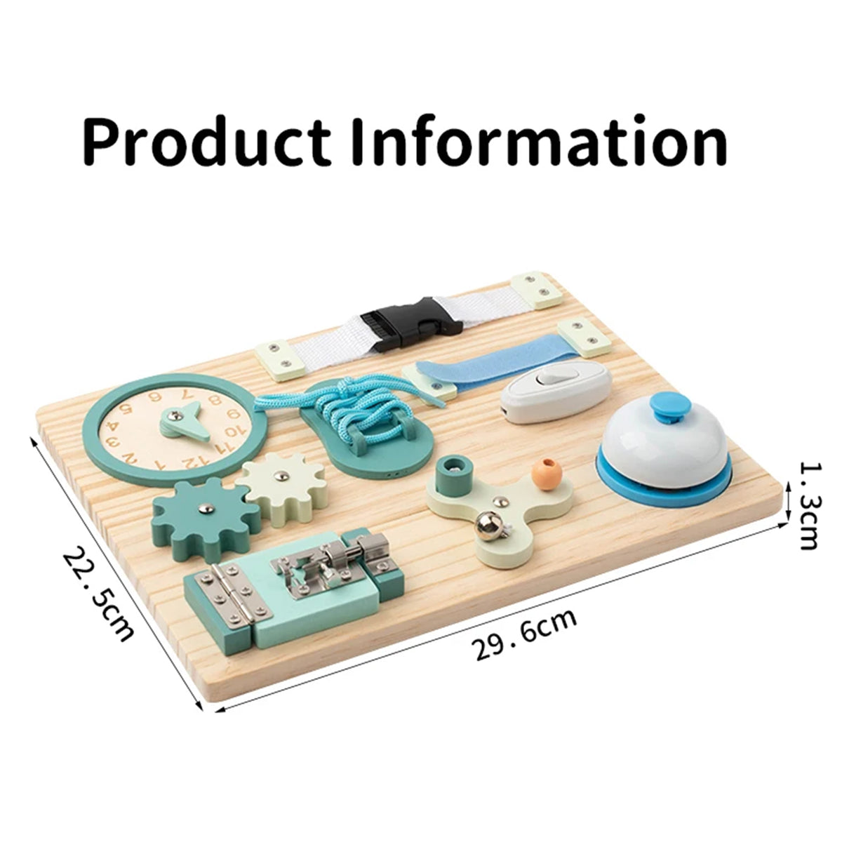 Jessruly® Wooden Busy Board – Montessori Sensory Activity Board with Switches