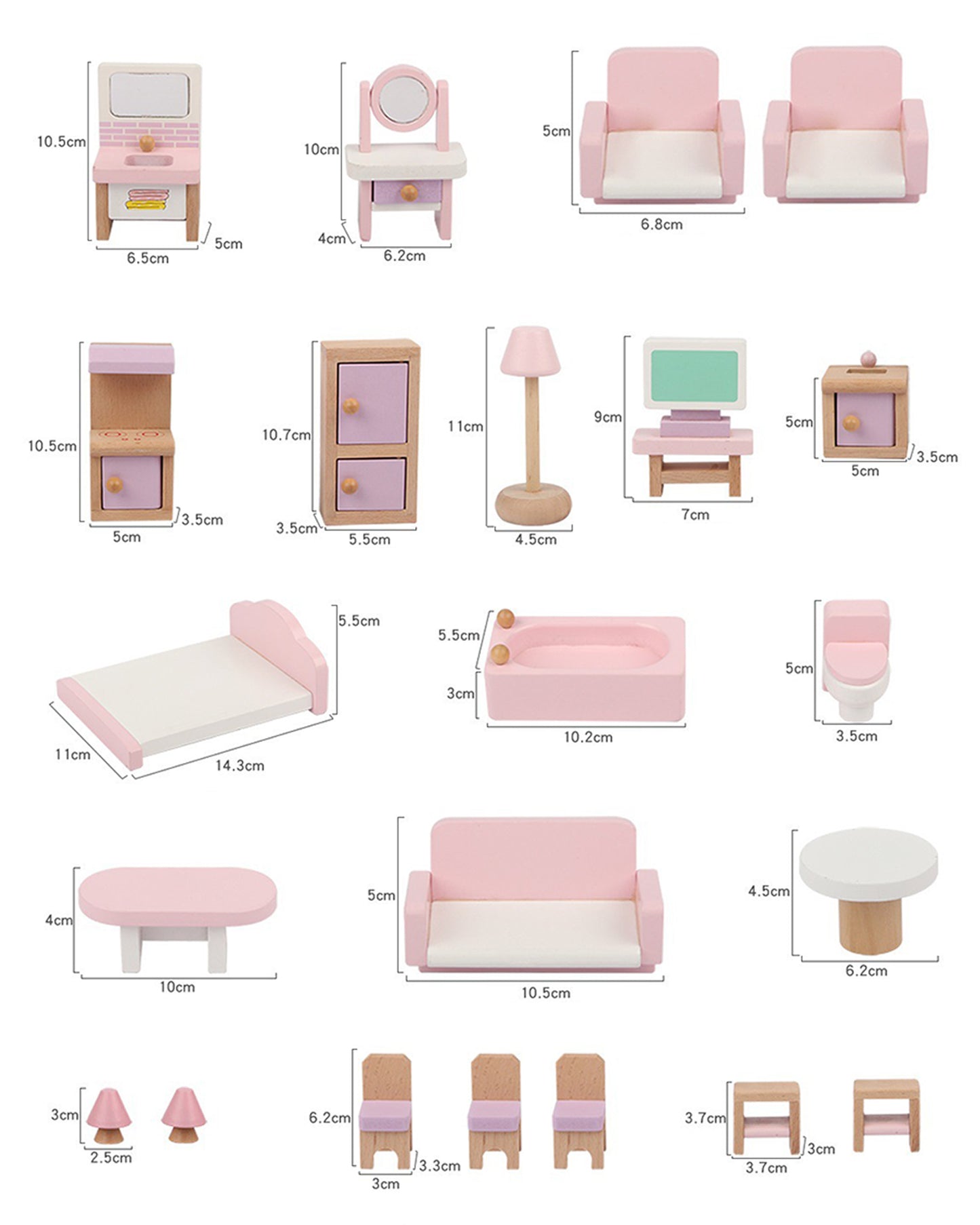 Jessruly® Wooden 3-Story Dollhouse