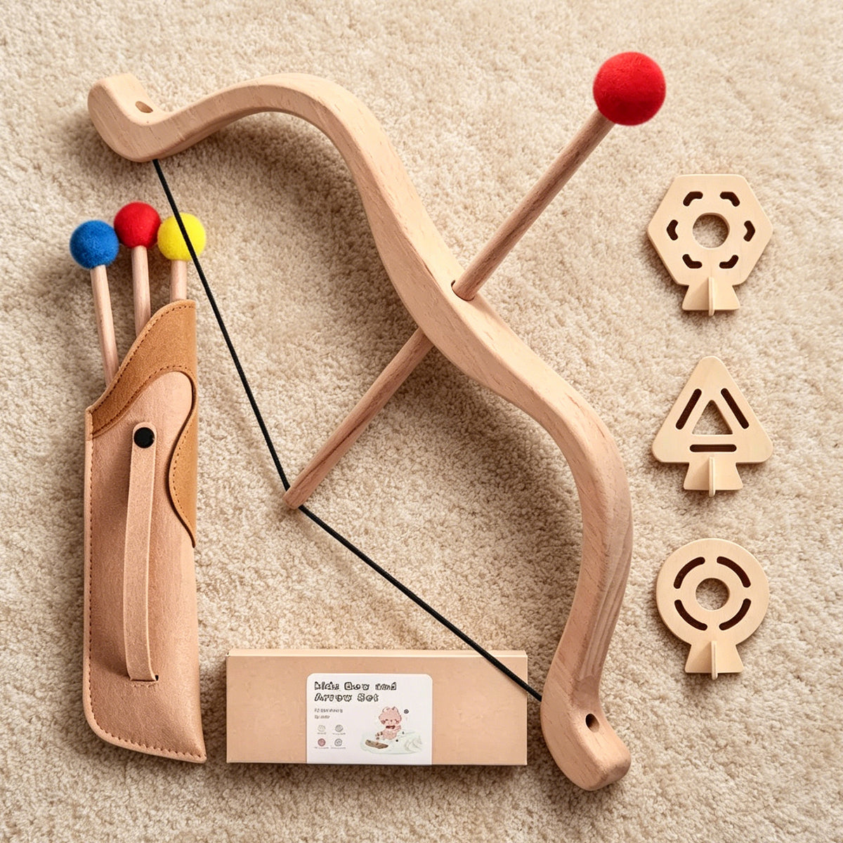 Jessruly® Kids Wooden Bow and Arrow Set – Safe Archery Toy with Blunt