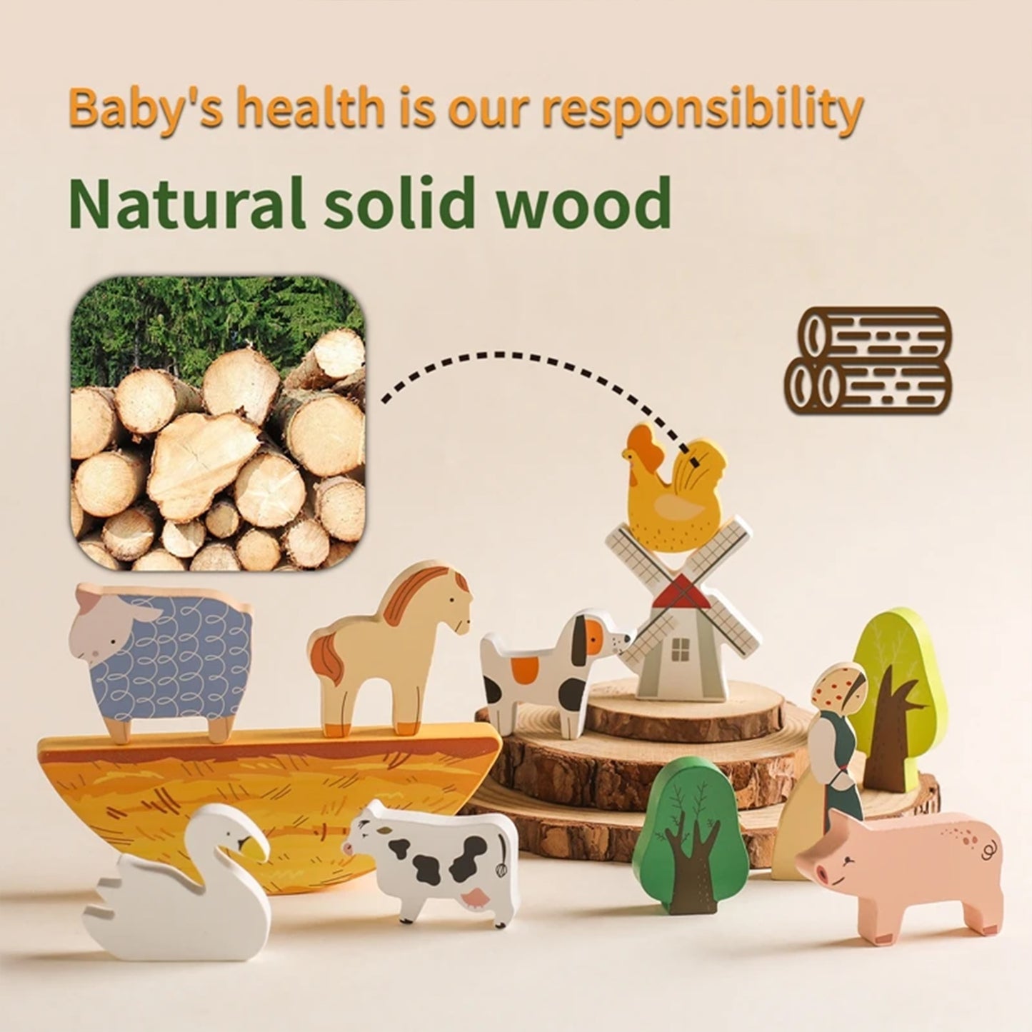 Jessruly® Wooden Farm Animals Balance Toy