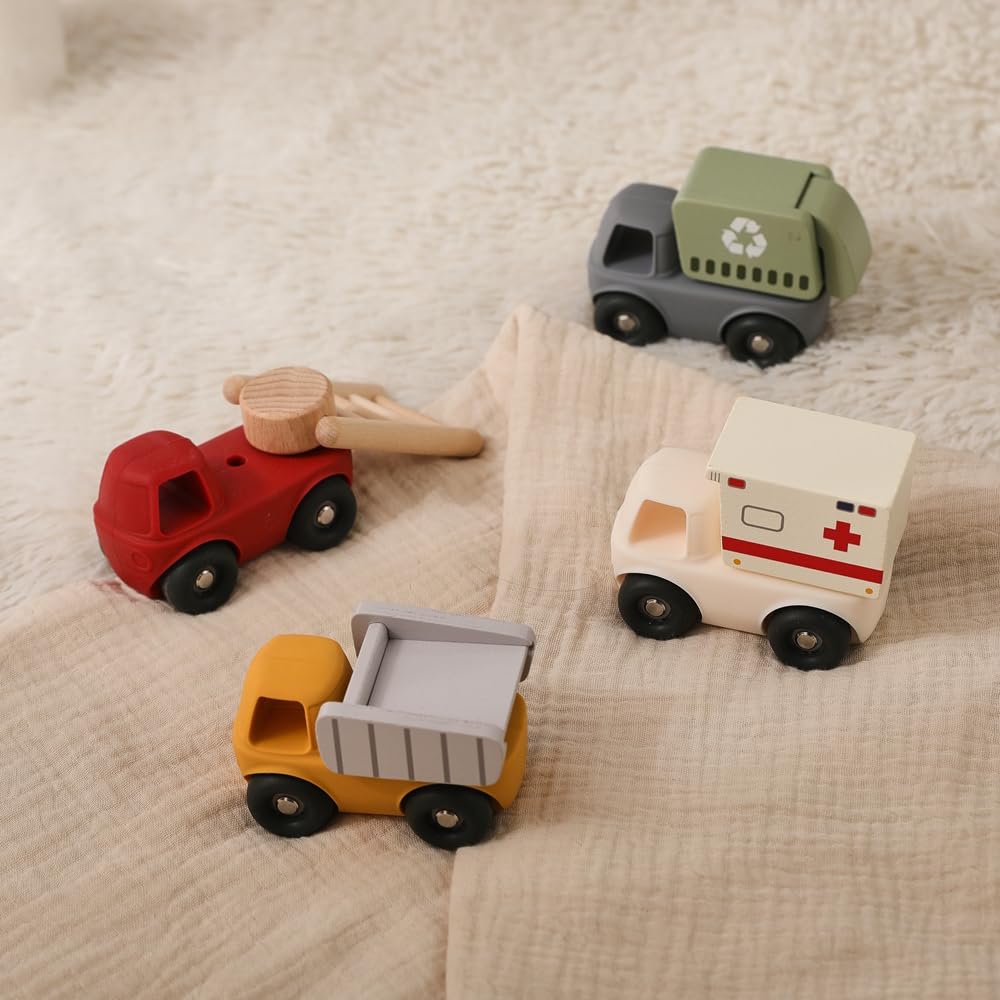 Jessruly® Wooden & Silicone Toy Cars Set