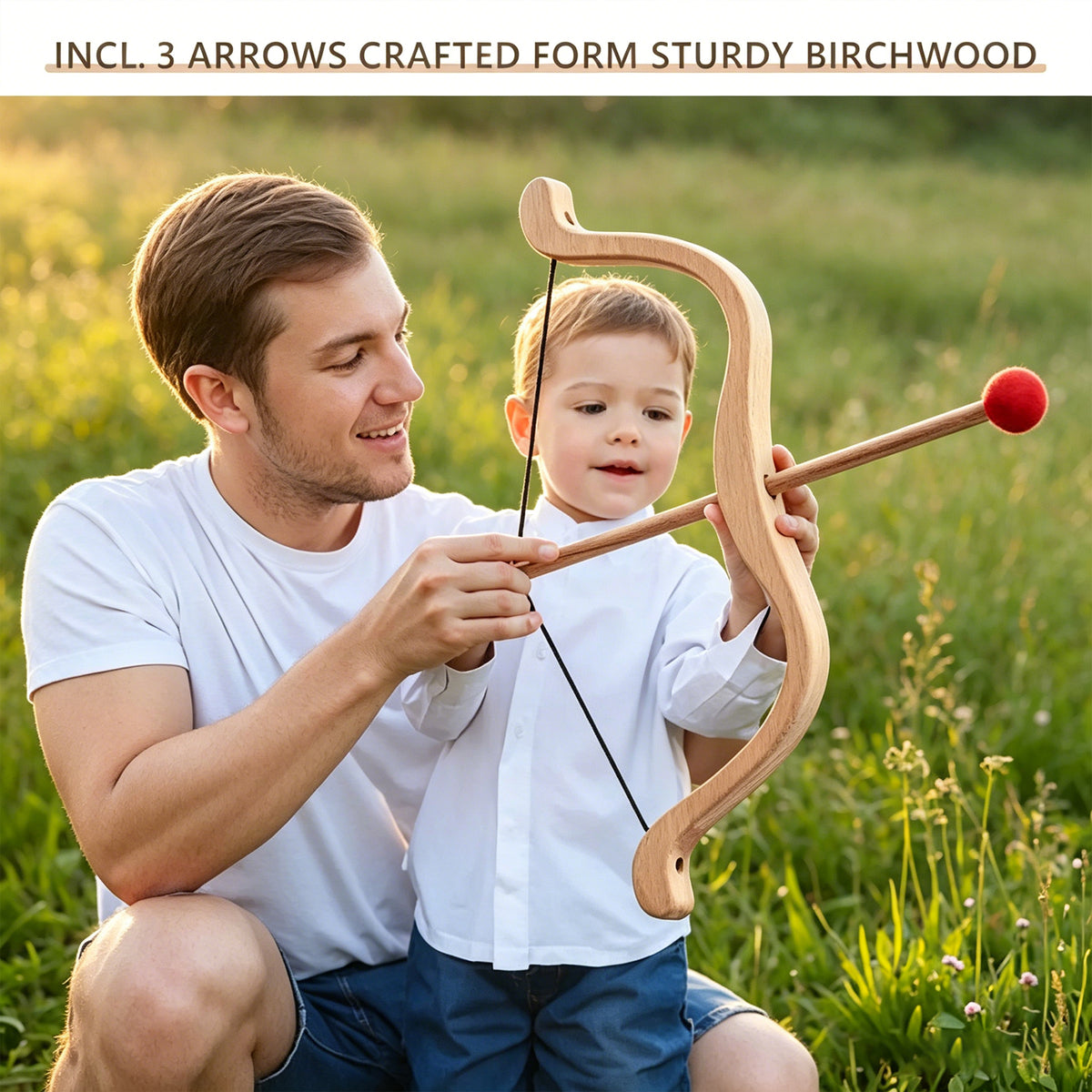 Jessruly® Kids Wooden Bow and Arrow Set – Safe Archery Toy with Blunt