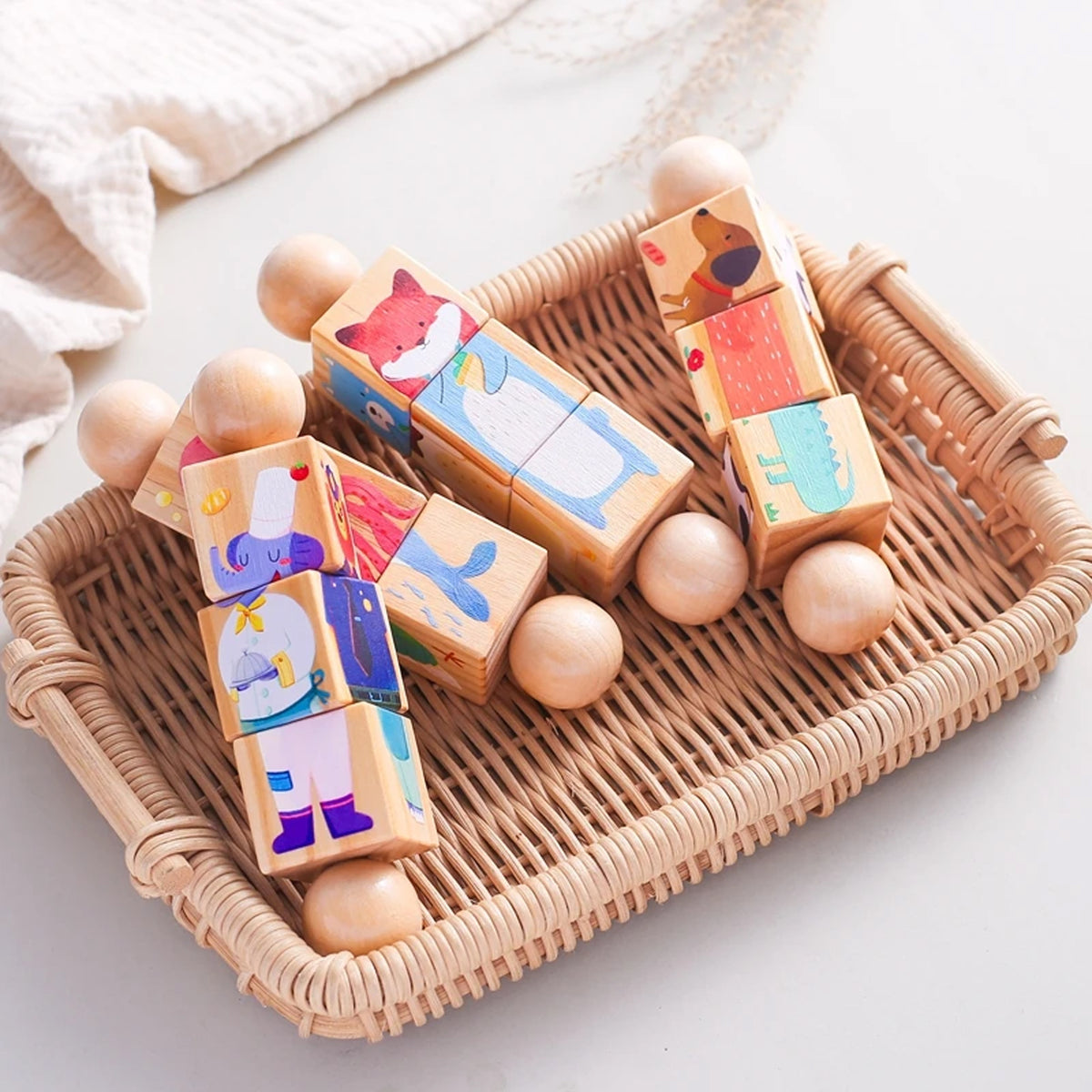 Jessruly® Wooden Animal Spinning Puzzle Set