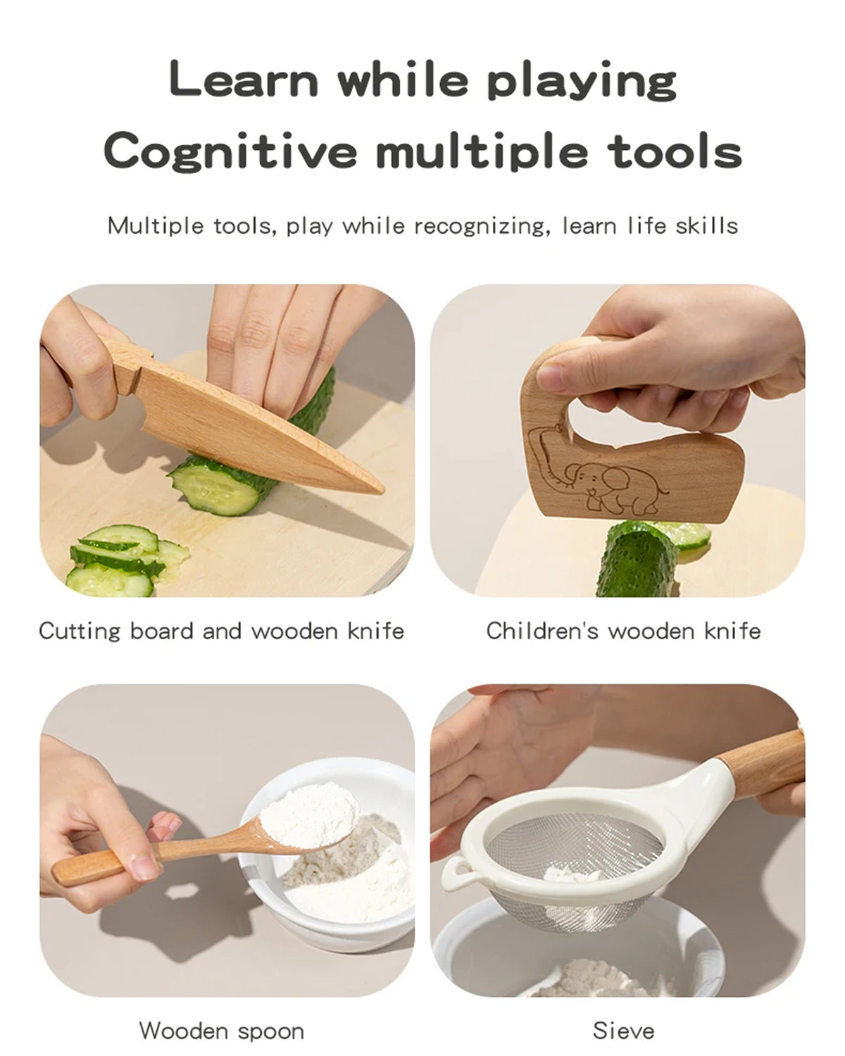 Jessruly® Wooden Kids Safe Knife & Baking Set