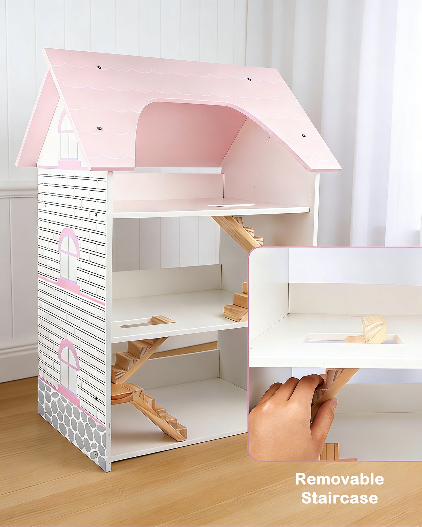 Jessruly® Wooden 3-Story Dollhouse