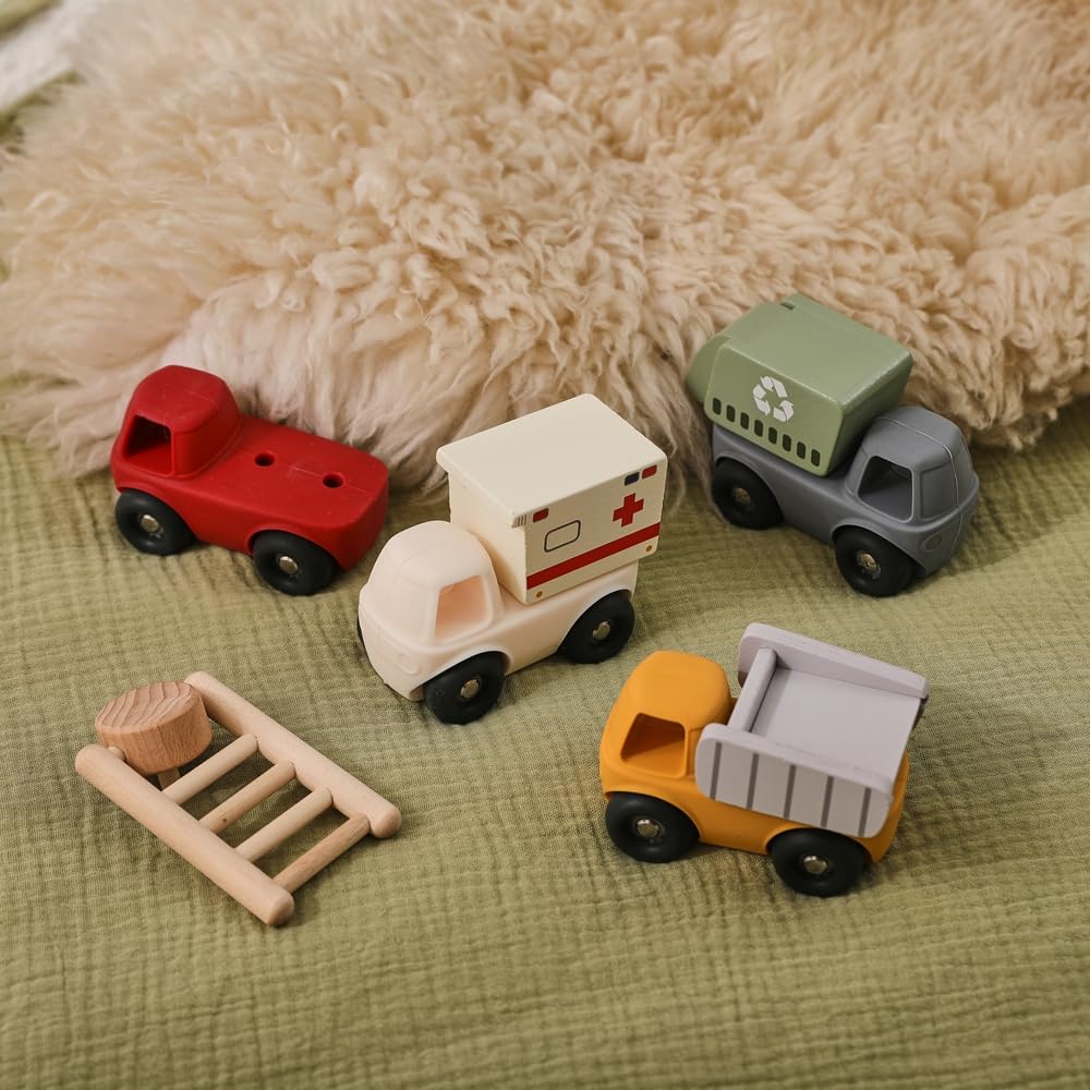 Jessruly® Wooden & Silicone Toy Cars Set