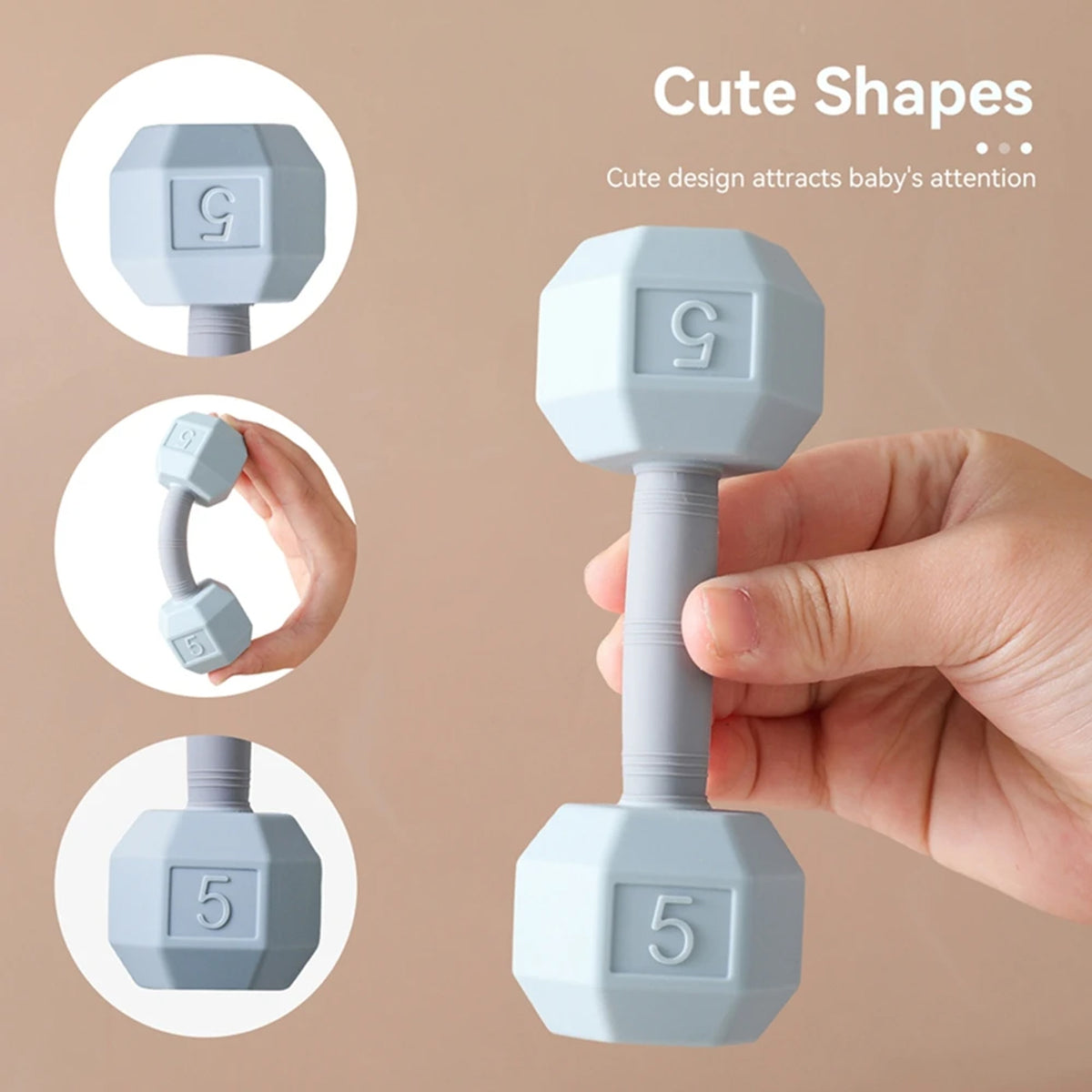 Jessruly® Silicone Chewing Dumbbell Teether & Rattle
